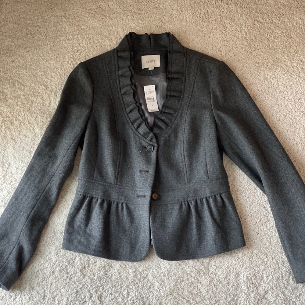 Ann Taylor Loft Gray Tweed / Wool jacket